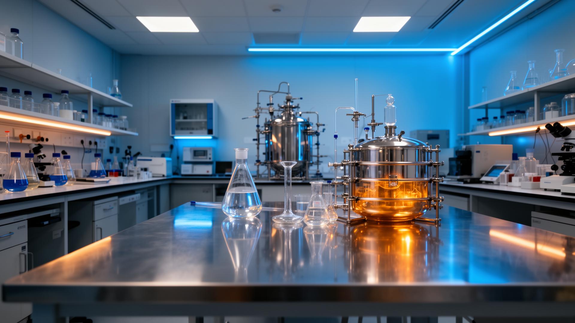 Modern peptide research laboratory bench